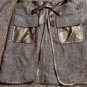 Robert Rodriguez Black wool & leather skirt- 4